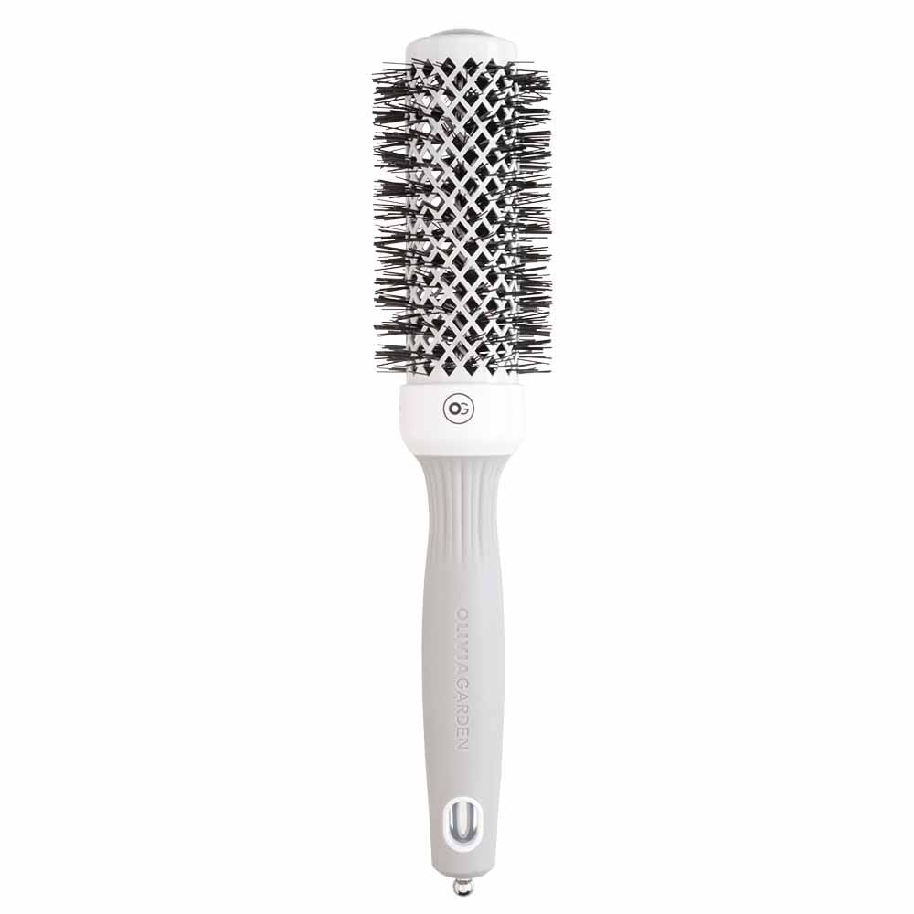 Olivia Garden Expert Blowout Round Hair Brush Shine White & Grey 35mm