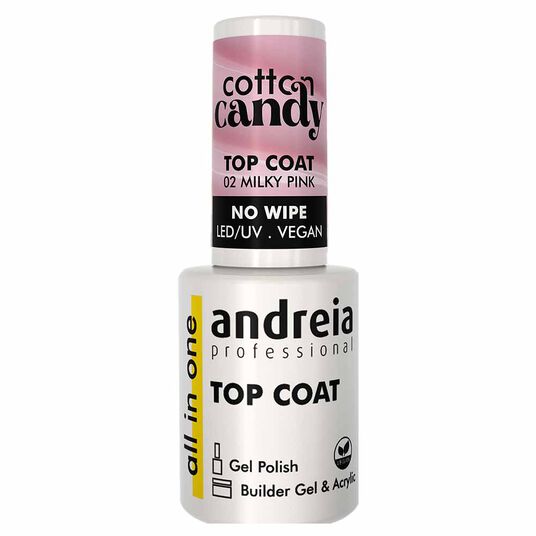 Andreia Professional Cotton Candy Top Coat - 02 Milky Pink, 10.5ml