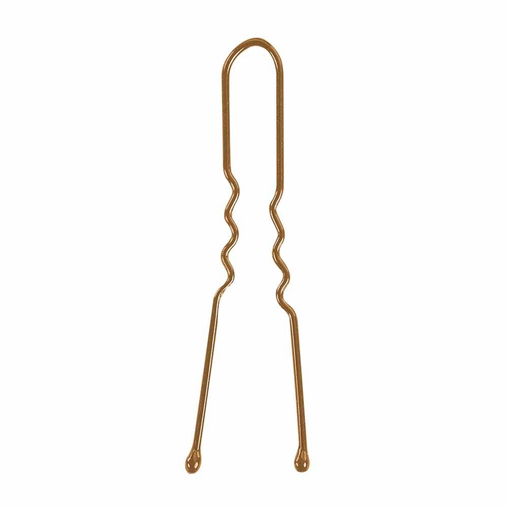 Sibel Micro Metal Wavy Bobby Pins 35mm, Brown, Pack of 50