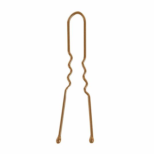Sibel Micro Metal Wavy Bobby Pins 35mm, Brown, Pack of 50