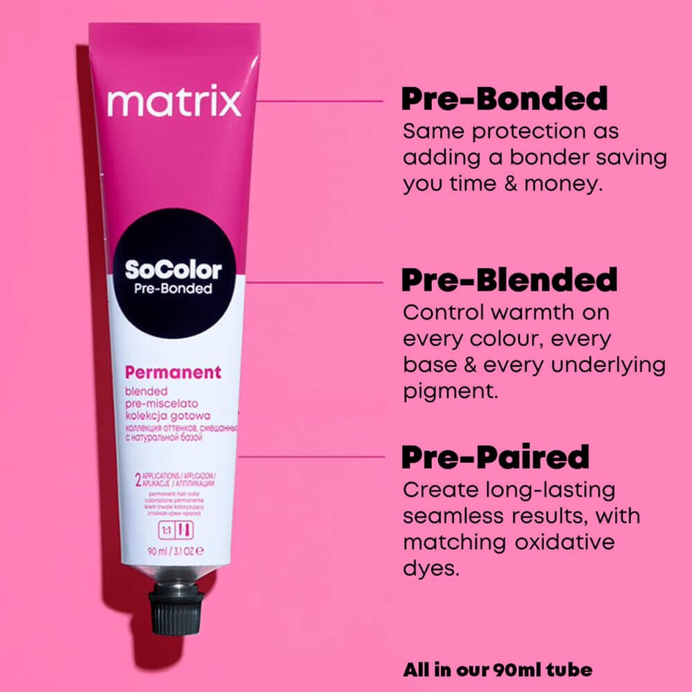 Matrix SoColor Pre-Bonded Permanent Hair Colour, Blended Natural, Mocha Palette - 8M 90ml Matrix SoColor Pre-Bonded Permanent Hair Colour, Blended Natural, Mocha Palette - 8M 90ml