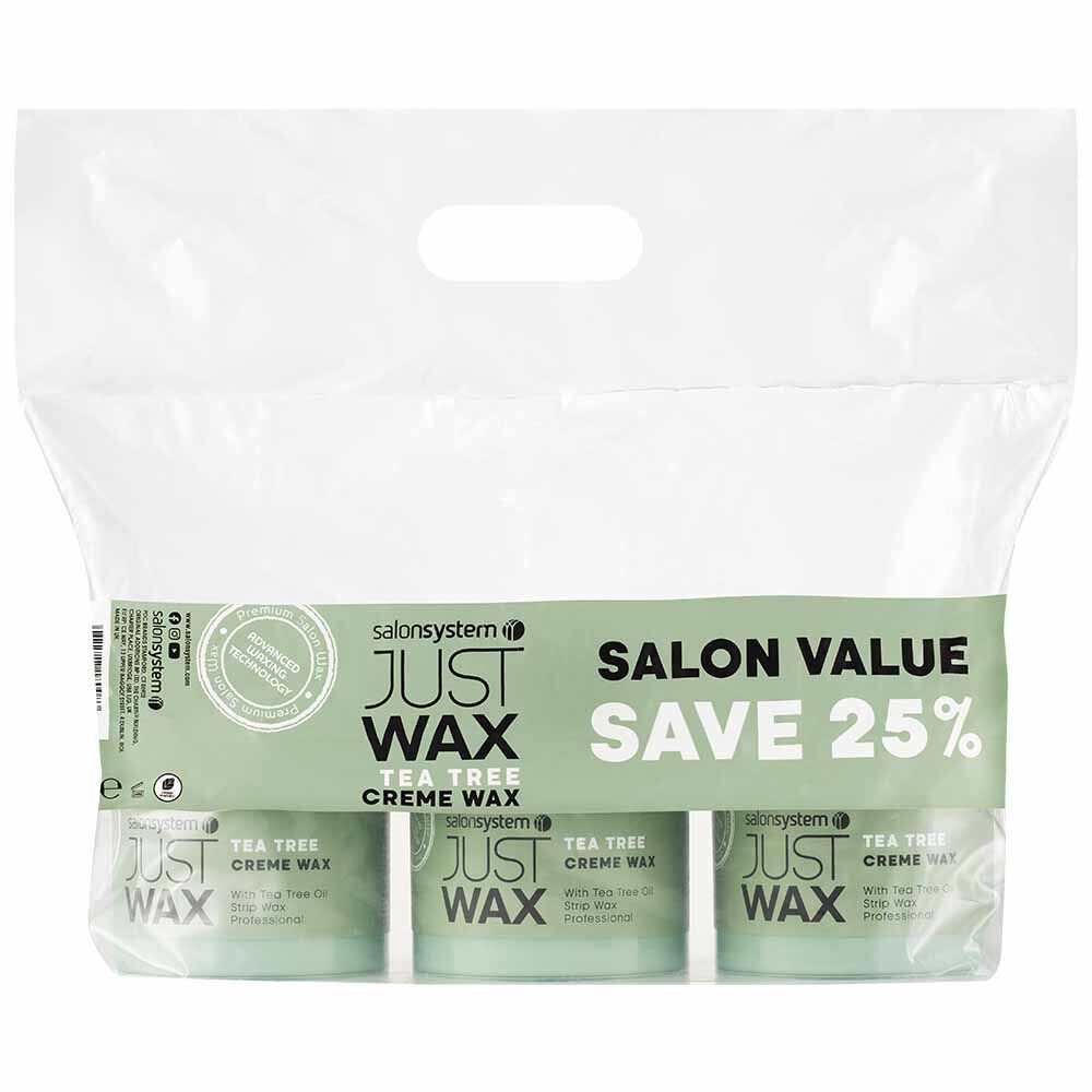 Just Wax Tea Tree Crème Wax Three Pots of 450g