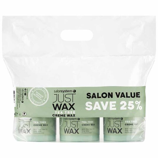 Just Wax Tea Tree Cr&egrave;me Wax Three Pots of 450g