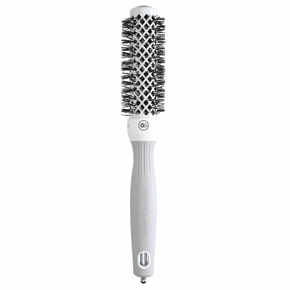 Olivia Garden Expert Blowout Round Hair Brush Shine White & Grey 25mm