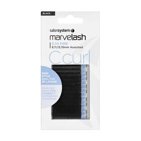 Marvelash C-Curl Lashes 0.10 Fine, Assorted Length, Mink Style, Black