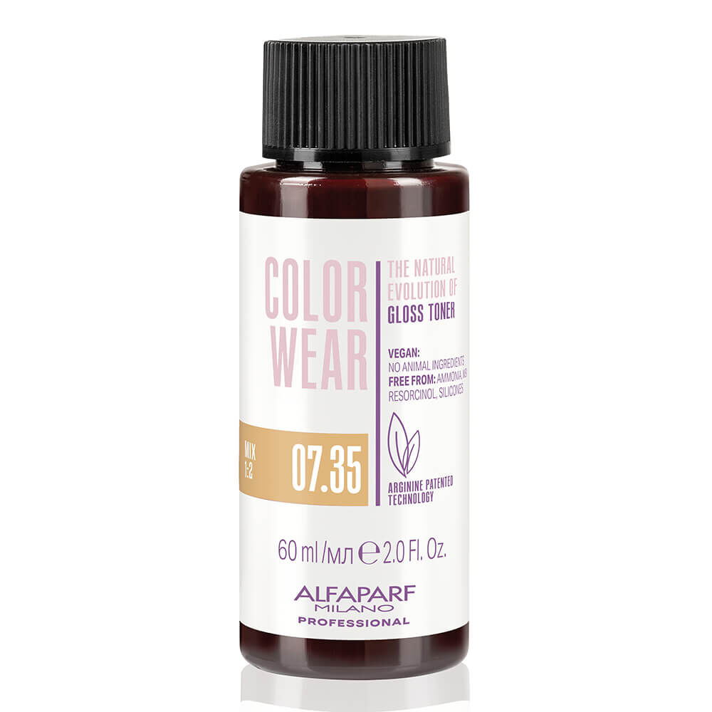 Alfaparf Milano Color Wear Gloss Demi-Permanent Liquid Toner - 07.35 Medium Copper Mahogany Blonde 60ml