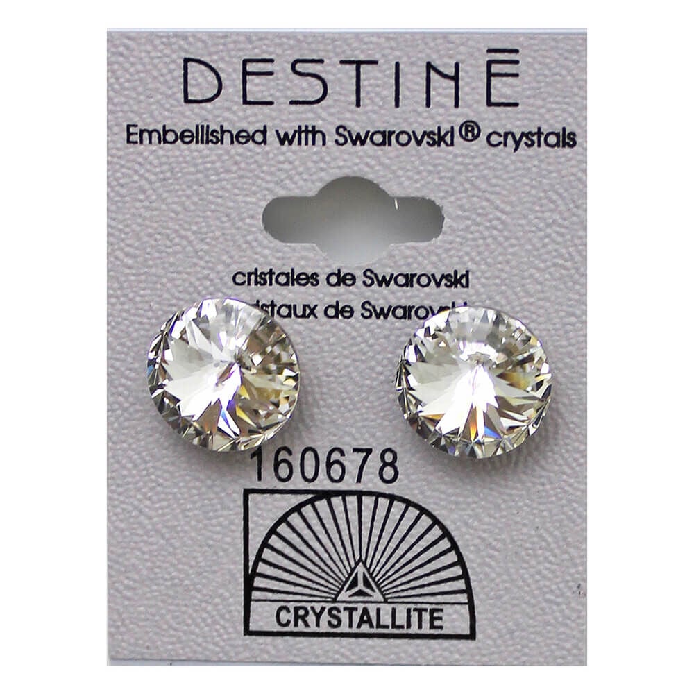 Crystallite Rivoli Stud Earrings 12mm Ear Piercing Jewellery