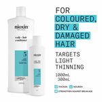 Nioxin System 3 Scalp + Hair Thickening Conditioner for Coloured, Dry and Damaged Hair with Light Thinning 1L