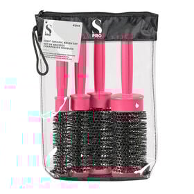 S-PRO Heat Retainer Brush Set, Pack of 4, Pink