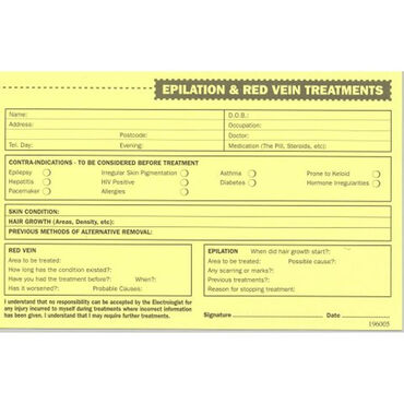 Beauty Express Epilation and Red Vein Record Cards Pack of 50 Beauty Express Epilation and Red Vein Record Cards Pack of 50