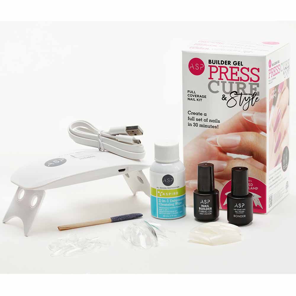 ASP Builder Gel Press Cure & Style, Full Coverage Nail Kit