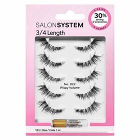 Salon System Strip Lash 022 3/4 Length, Pack of 5