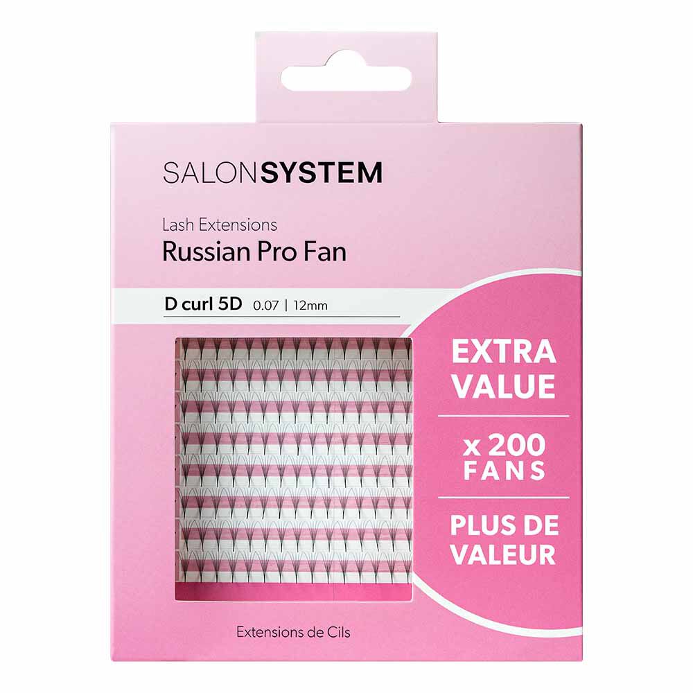 Salon System Lash Extensions Russian Pro Fan D Curl 0.07 - 12mm Extra Value Pack