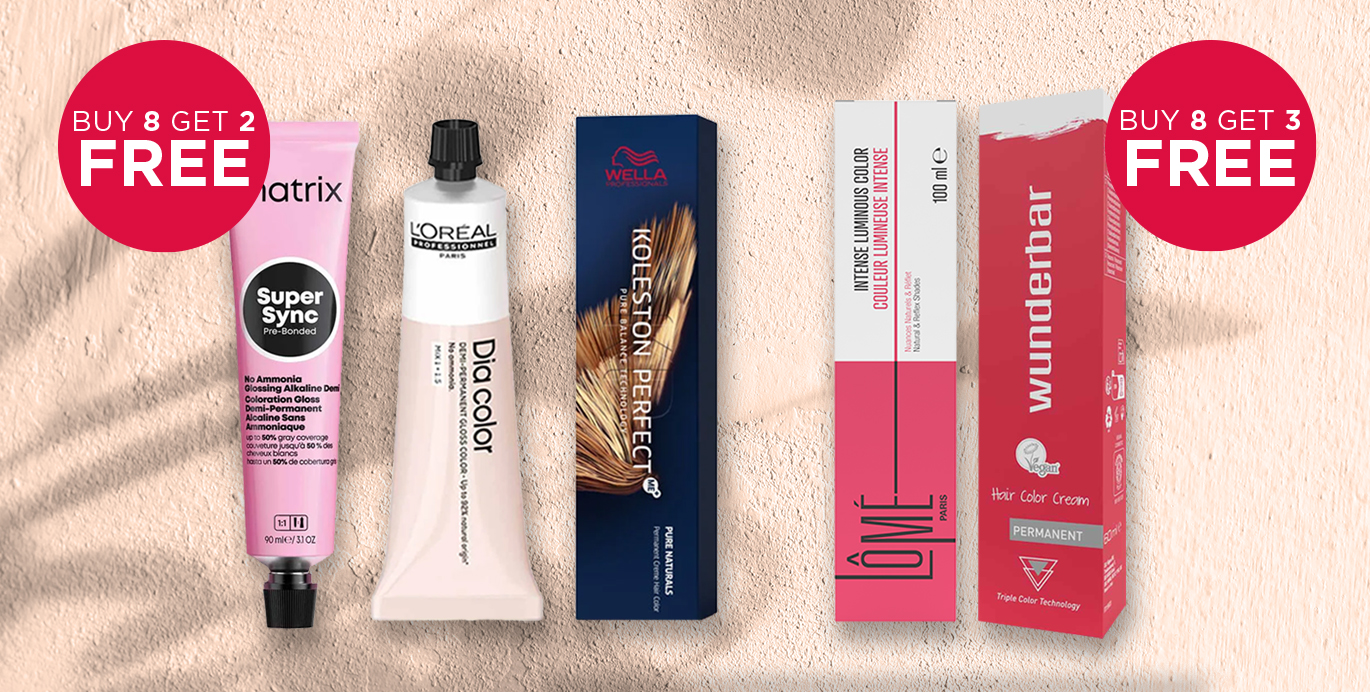 Shop professional hair dye offers on the best salon brands including Wella, L'Oréal, Schwarzkopf, Redken.