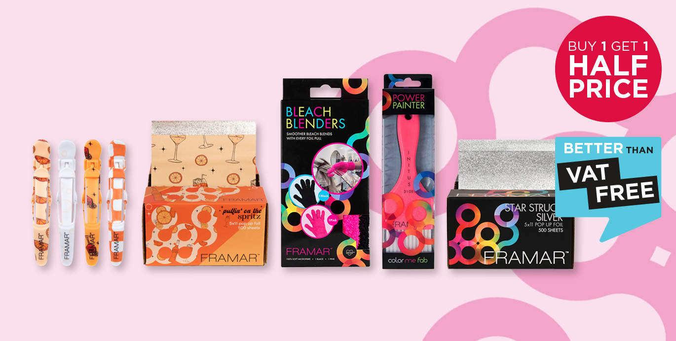 Buy 1 get 1 half price on colouring tools and accessories from Framar.
