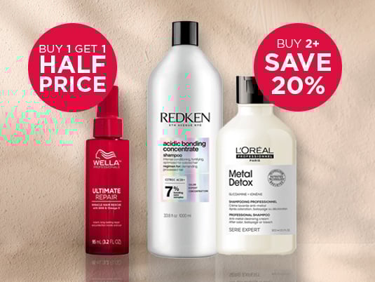 Shop hair care and styling offers on the best salon brands including Redken, L'Oréal & Wella.