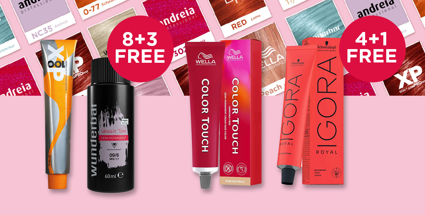 Shop professional hair dye offers on the best salon brands including Wella, L'Oréal, Schwarzkopf, Redken.