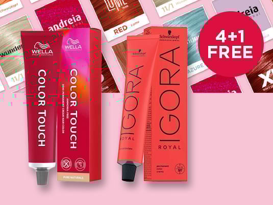 Shop professional hair dye offers on the best salon brands including Wella, L'Oréal, Schwarzkopf, Redken.