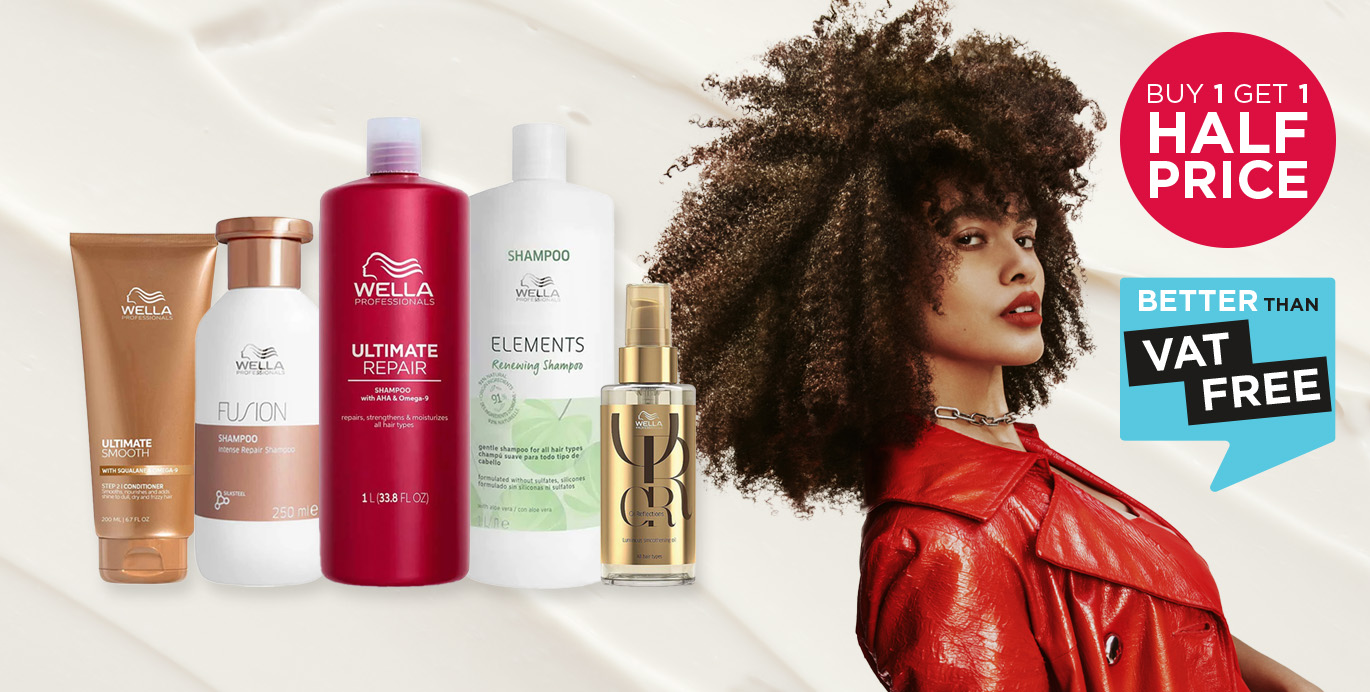 Buy 1 get 1 half price on premium Wella shampoo and conditioner including Ultimate Repair and Ultimate Smooth.