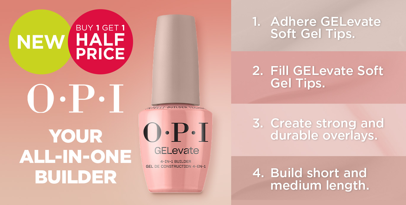 Buy 1 Get 1 Half Price across OPI Builder Gel & Tips range