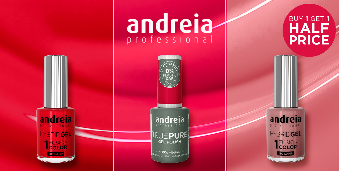 Buy 1 get 1 half price across Andreia Professional Builder Gel, Nail & Gel Polishes