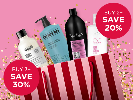 Shop shampoo, conditioner and styling offers on top salon brands including Redken and L'Oreal.