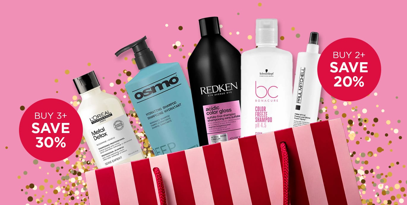 Shop shampoo, conditioner and styling offers on top salon brands including Redken and L'Oreal.
