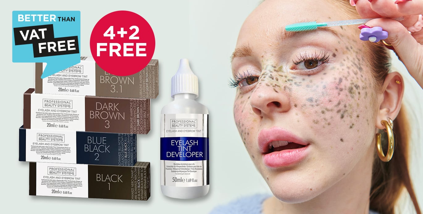 Buy 4 get 2 free across PBS Lash Tints & Developers