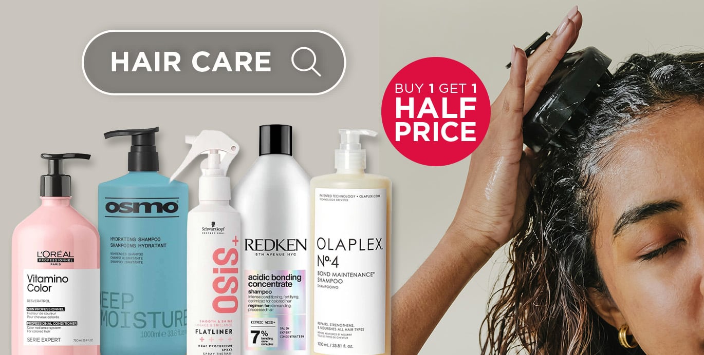 Shop offers on shampoo, conditioner and styling products from top salon brands including Olaplex, Redken and L'Oreal.