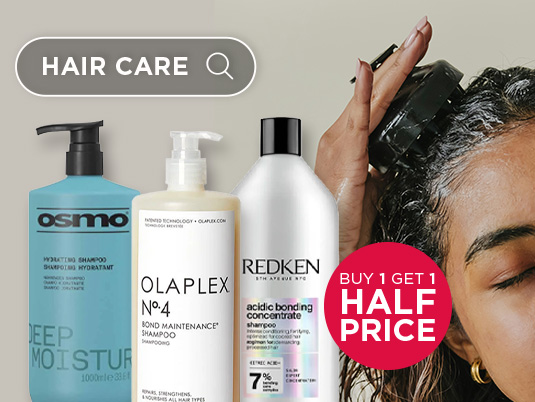 Shop offers on shampoo, conditioner and styling products from top salon brands including Olaplex, Redken and L'Oreal.