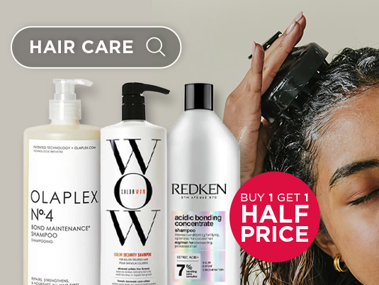 Shop offers on shampoo, conditioner and styling products from top salon brands including Olaplex, Redken and L'Oreal.
