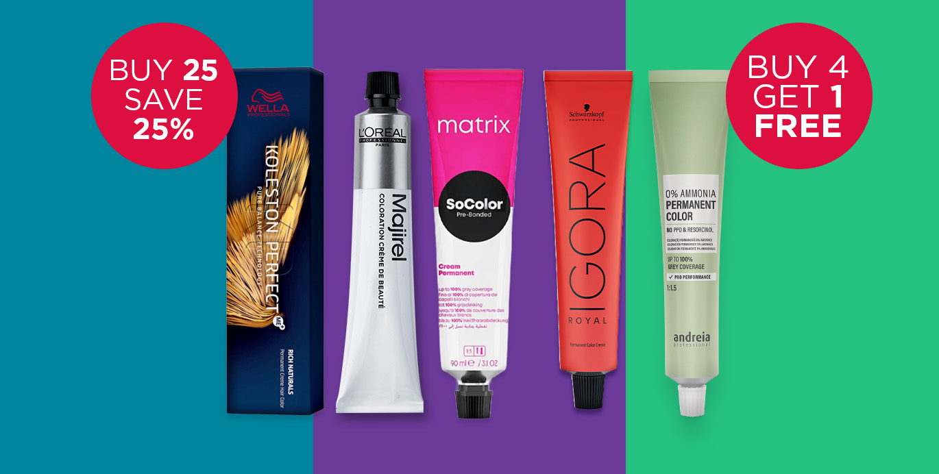 Shop professional hair dye offers on the best salon brands including Wella, L'Oréal, Schwarzkopf and Redken.