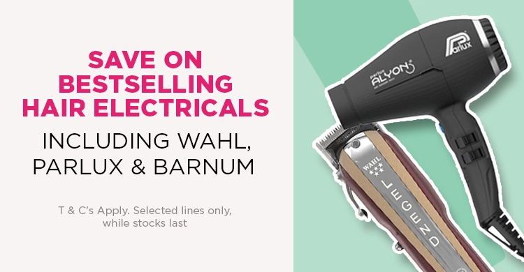 Save on big brand electricals including Wahl, Barnum & Parlux.