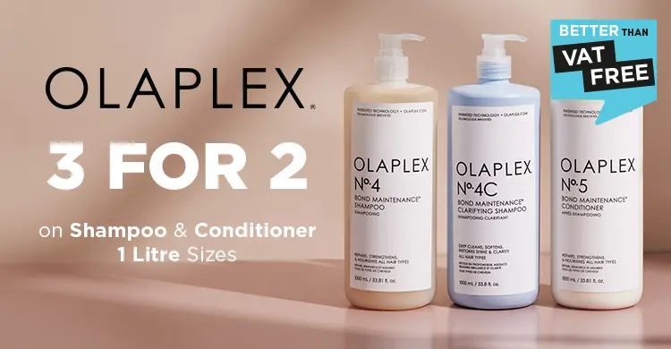 Stock up with 3 for 2 on Olaplex Shampoo and Conditioner 1 litre sizes.