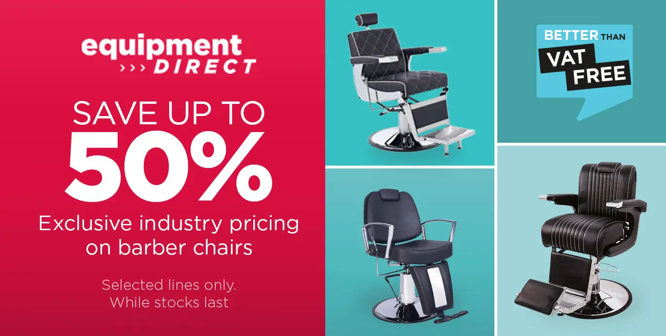 Save 50% on selected barber chairs.