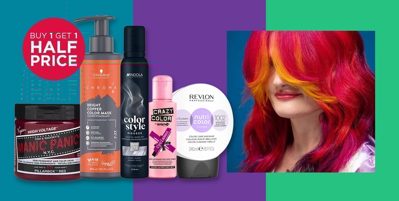 Buy 1 get 1 half price on semi-permanent hair dye from Crazy Color, Manic Panic and more!